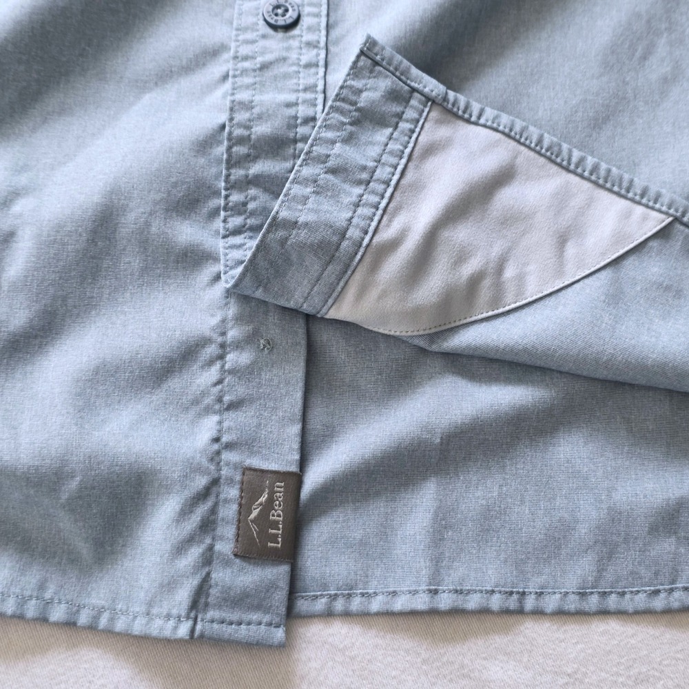 LL Bean No Fly Zone Shirt Men Blue Insect Repellent Long Sleeve Hiking Size 2XL - Picture 5 of 8